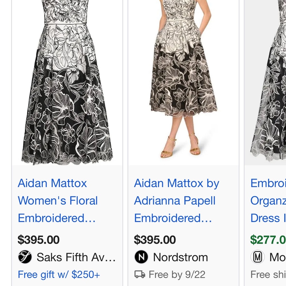 Adrianna Papell Monochrome Floral Midi Dress